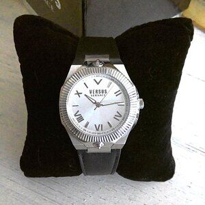 New Versus by Versace Watch Stainless & Leather Echo Park Strap NIB